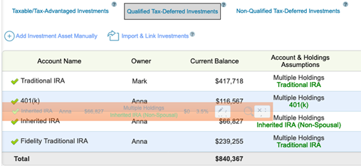 Drag and drop to change withdrawal order