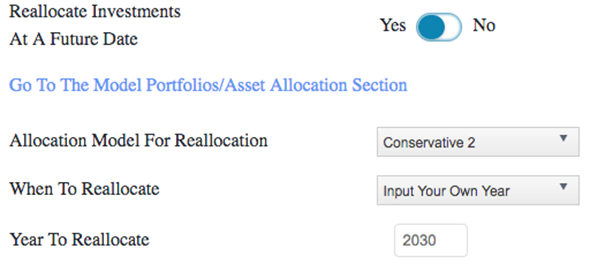 How to reallocate investments at a future date in WealthTrace