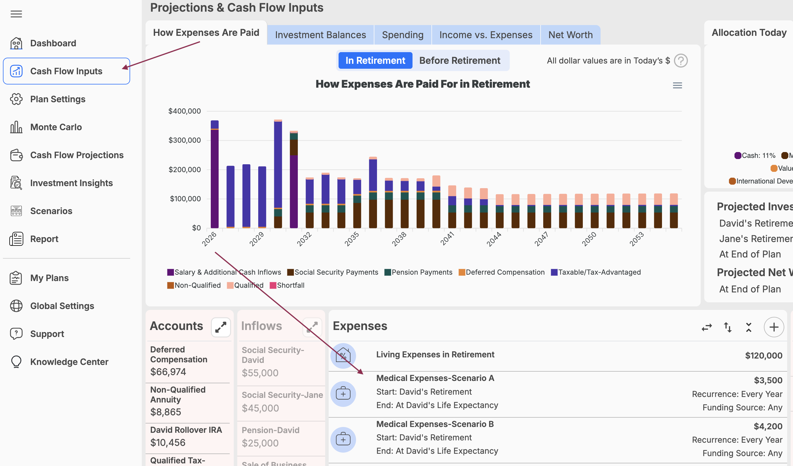 How to model medical expenses in WealthTrace