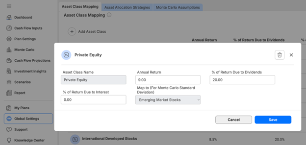Model Private Equity in WealthTrace