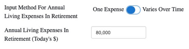 Expenses in WealthTrace retirement planning software