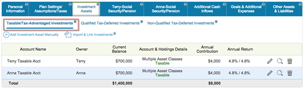 Scenario where invested in a taxable accounts only